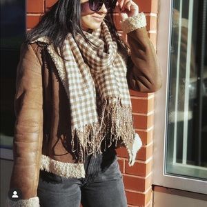 Suede Sherpa Aviator Coat